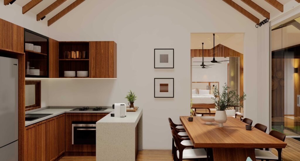 Modern kitchen and dining room interior design