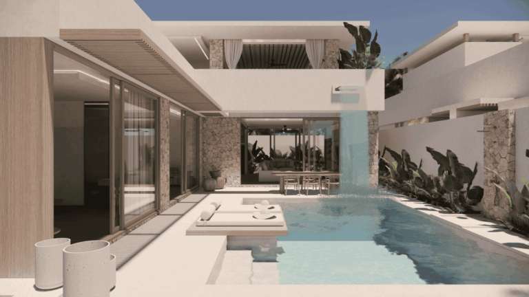 modern luxury double pool with glass bottom and waterfall 2 bedroom villa for sale freehold and leasehold in lombok selong belanak be 2045 new renders (10) 1769482785673 433483785