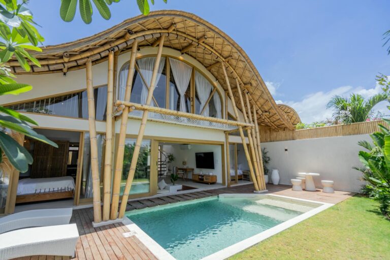 Luxury bamboo villa with pool and garden