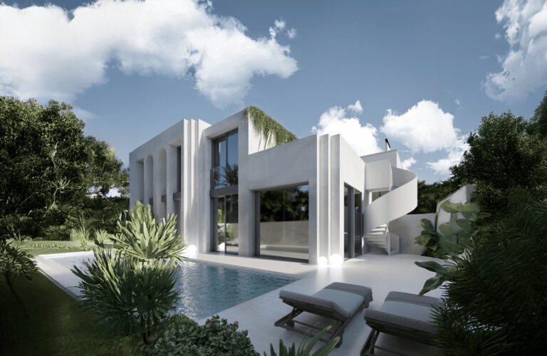 Modern villa with pool and garden