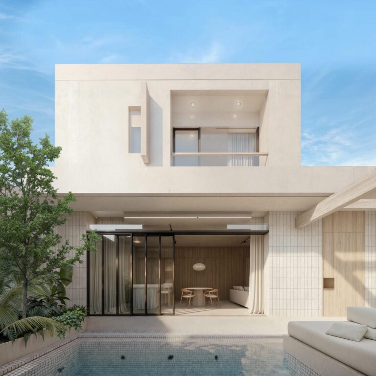 Modern house with pool and minimalist design.