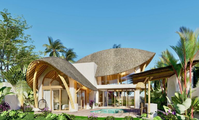 Modern tropical villa with pool and garden